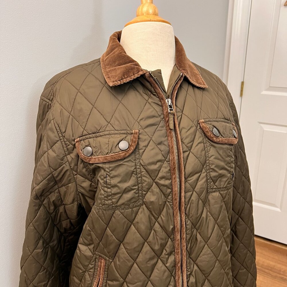 Tre Vero Vintage Diamond Quilted Military Barn Jacket Sz L - Picture 12 of 12